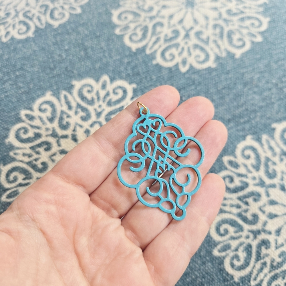 Bohemian Blue & Gold Ornate Boho Pendant